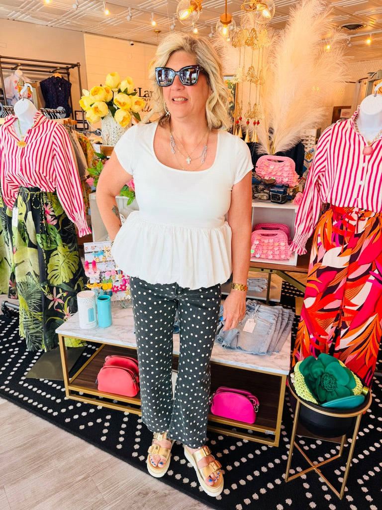 JUST BLACK POLKA DOT DENIM