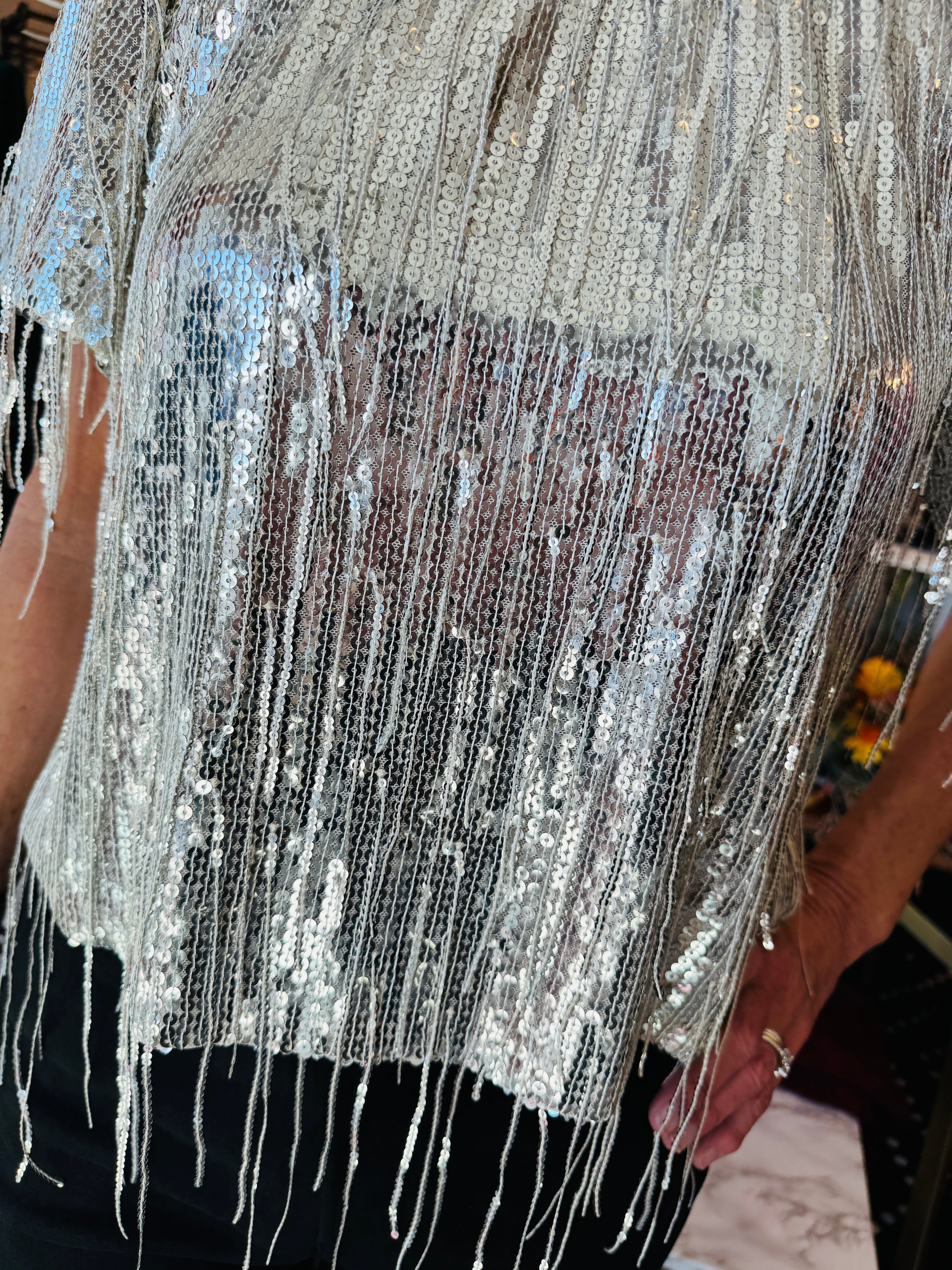 SEQUIN DANGLING-FRINGE TOP