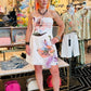 STRAPLESS 3D FLORAL W/BEAD DETAIL MINI DRESS