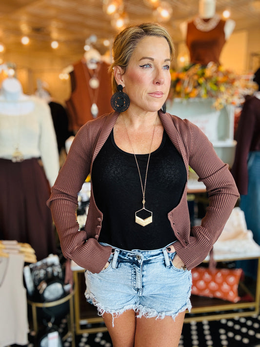 RIBBED KNIT CARDIGAN