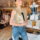 FRINGE SEQUIN COLLARED VEST