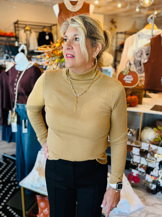 LIGHTWEIGHT SPARKLE TURTLENECK TOP