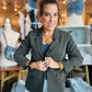 SHIRRED SLEEVE BLAZER