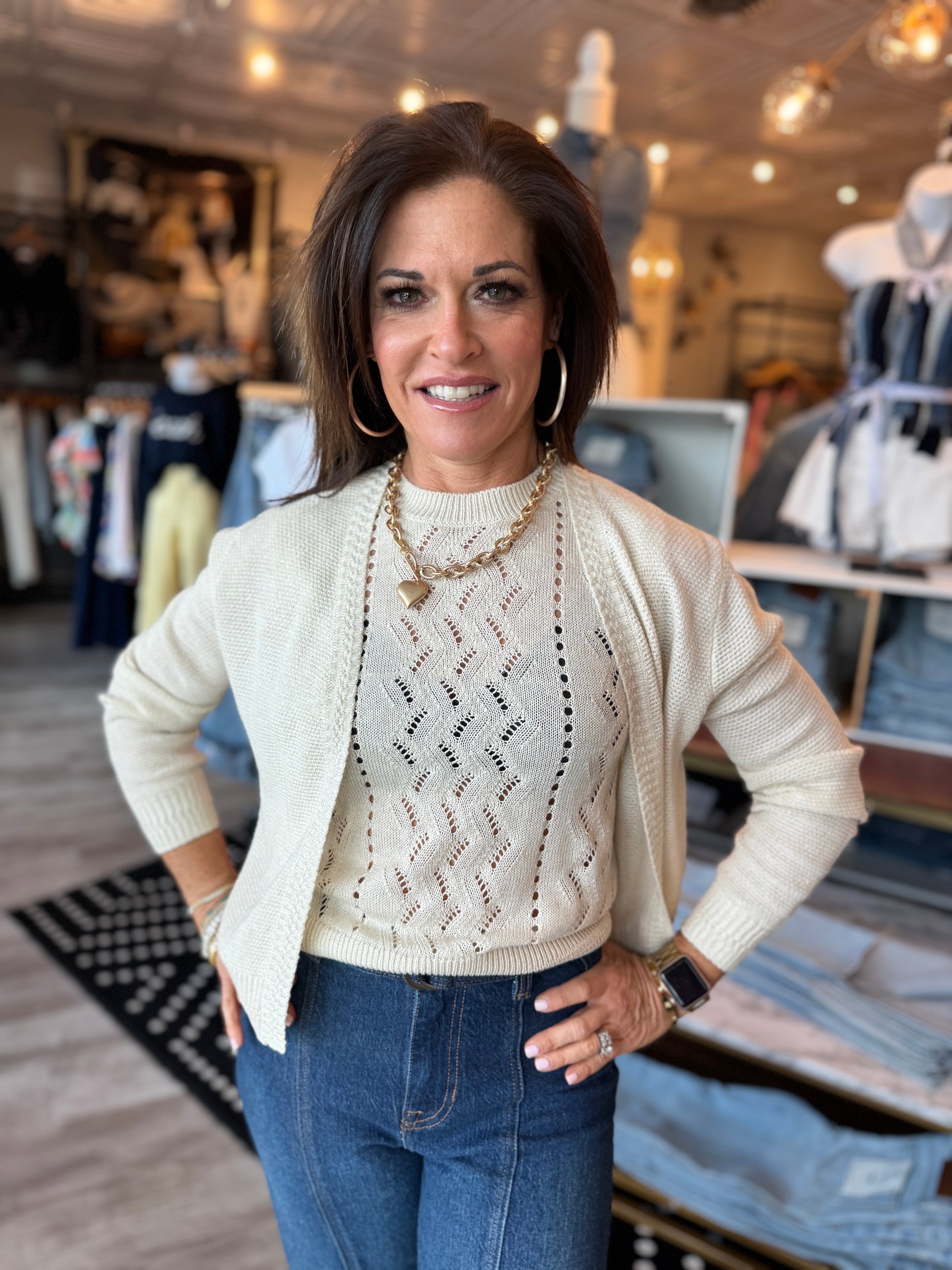 CURRENT AIR MICRO SEQUIN SWEATER SET