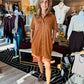 THML SHORT SLV SUEDE DRESS