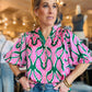 THML BUBBLE SLV V-NECK TOP