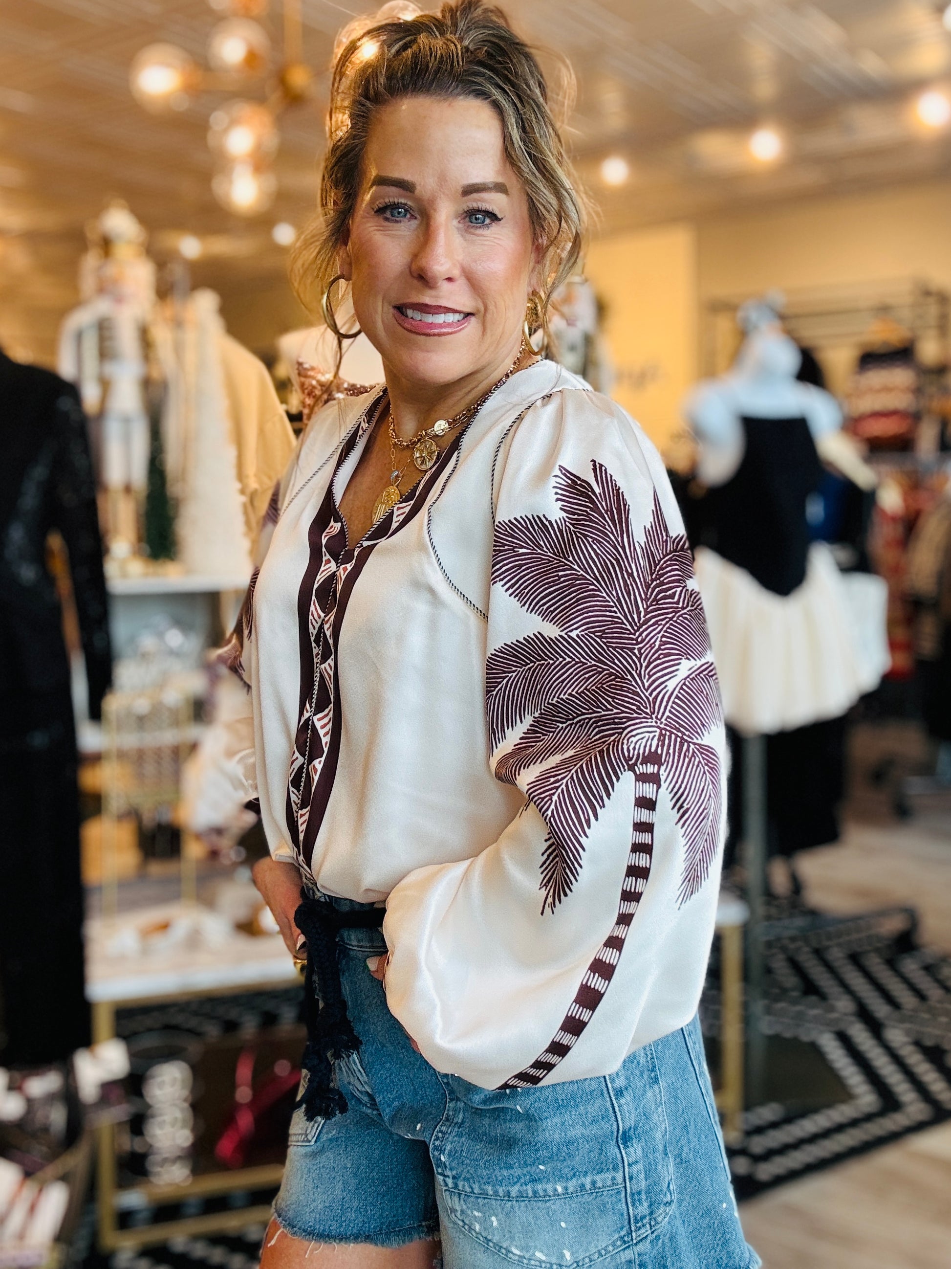 CIEBON PALM TREE PRINT TOP