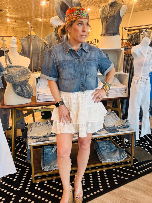 TIERED RUFFLE SKORT
