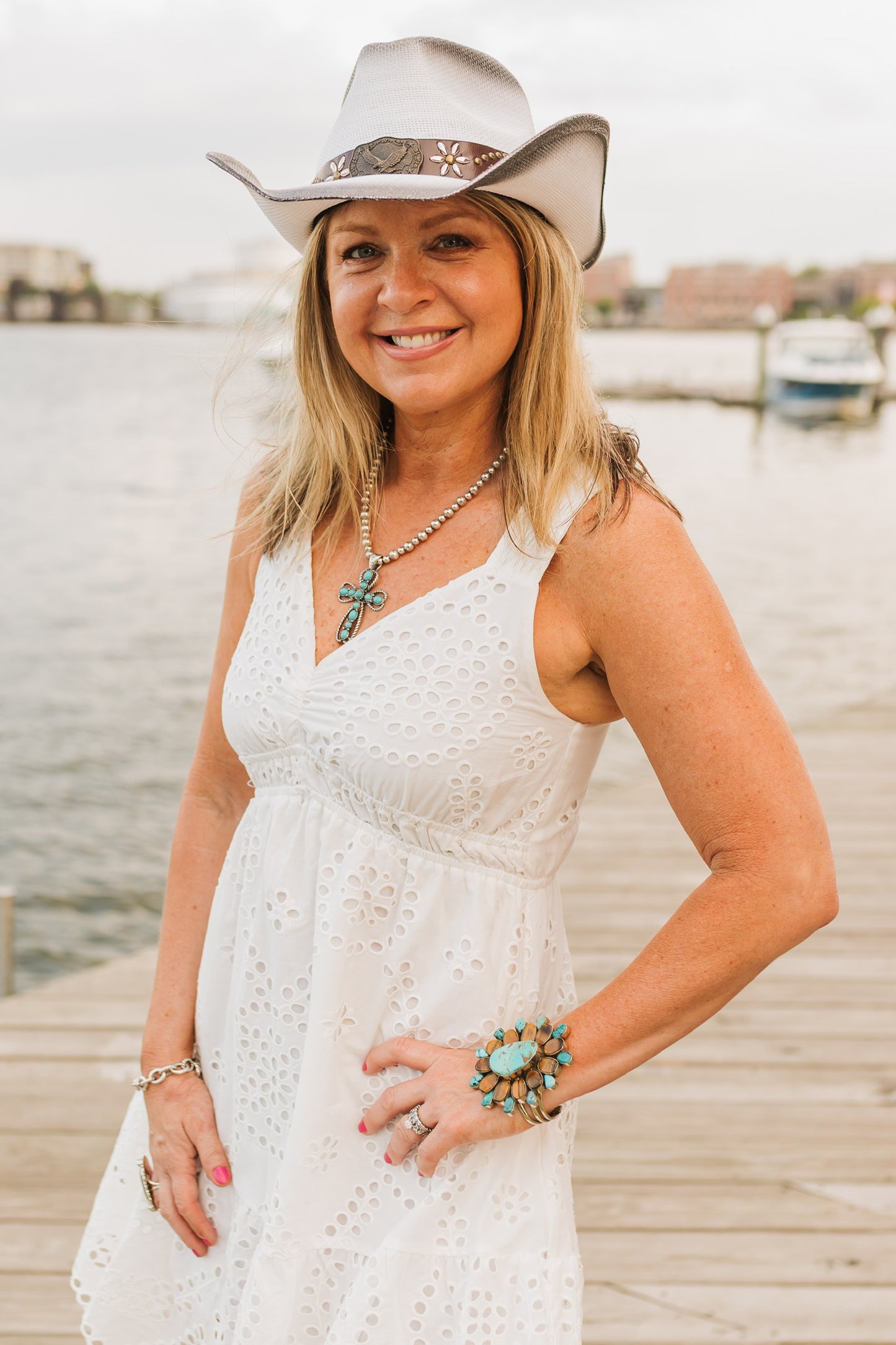 SCALLOPED HEM EYELET DRESS