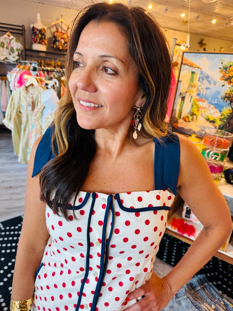 POLKADOT DRESS WITH TIE STRAPS