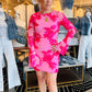 CHIFFON FLORAL BROCADE MINI DRESS