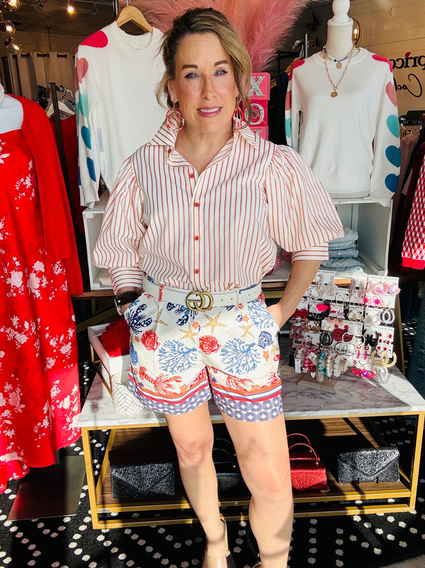 PUFF SLV STRIPE SHIRT