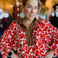 THML FLORAL W/SUEDE COLLAR TOP