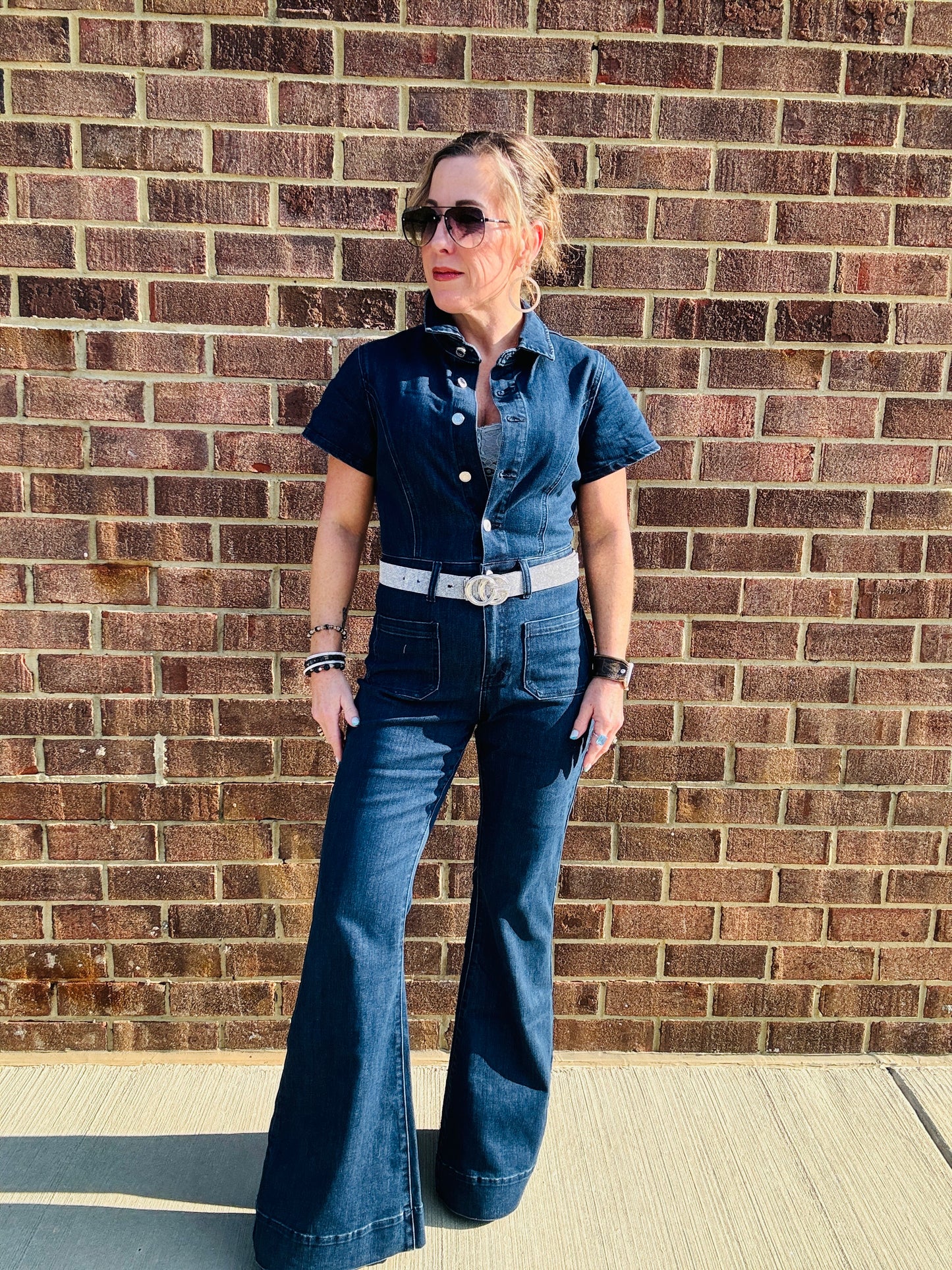 DENIM BELL JUMPSUIT