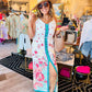 FLORAL BORDER BUTTON DOWN MAXI DRESS