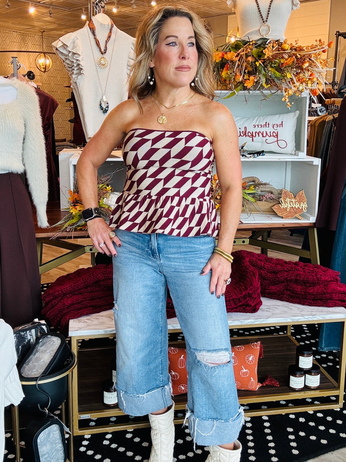 LUCY PARIS ANTONELLA STRAPLESS TOP