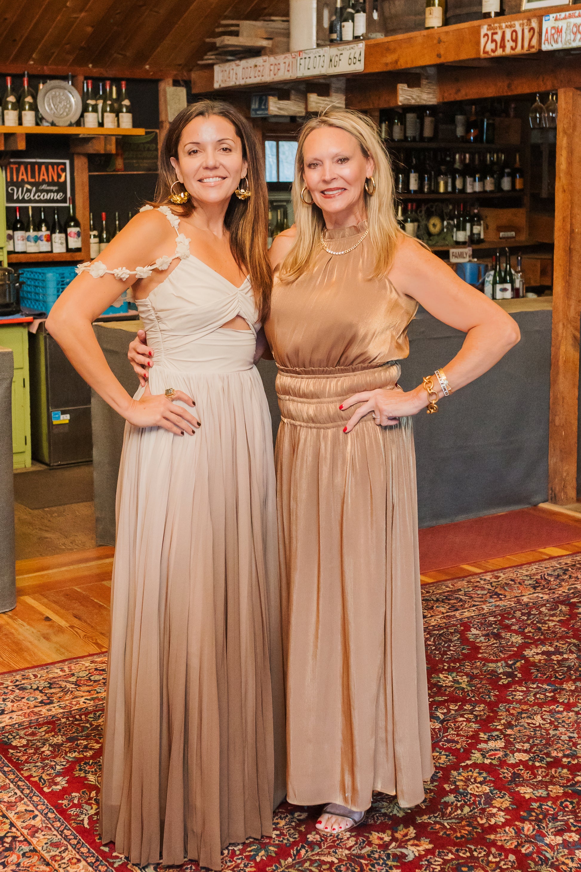 SMOCKED WAIST V NECK MAXI DRESS