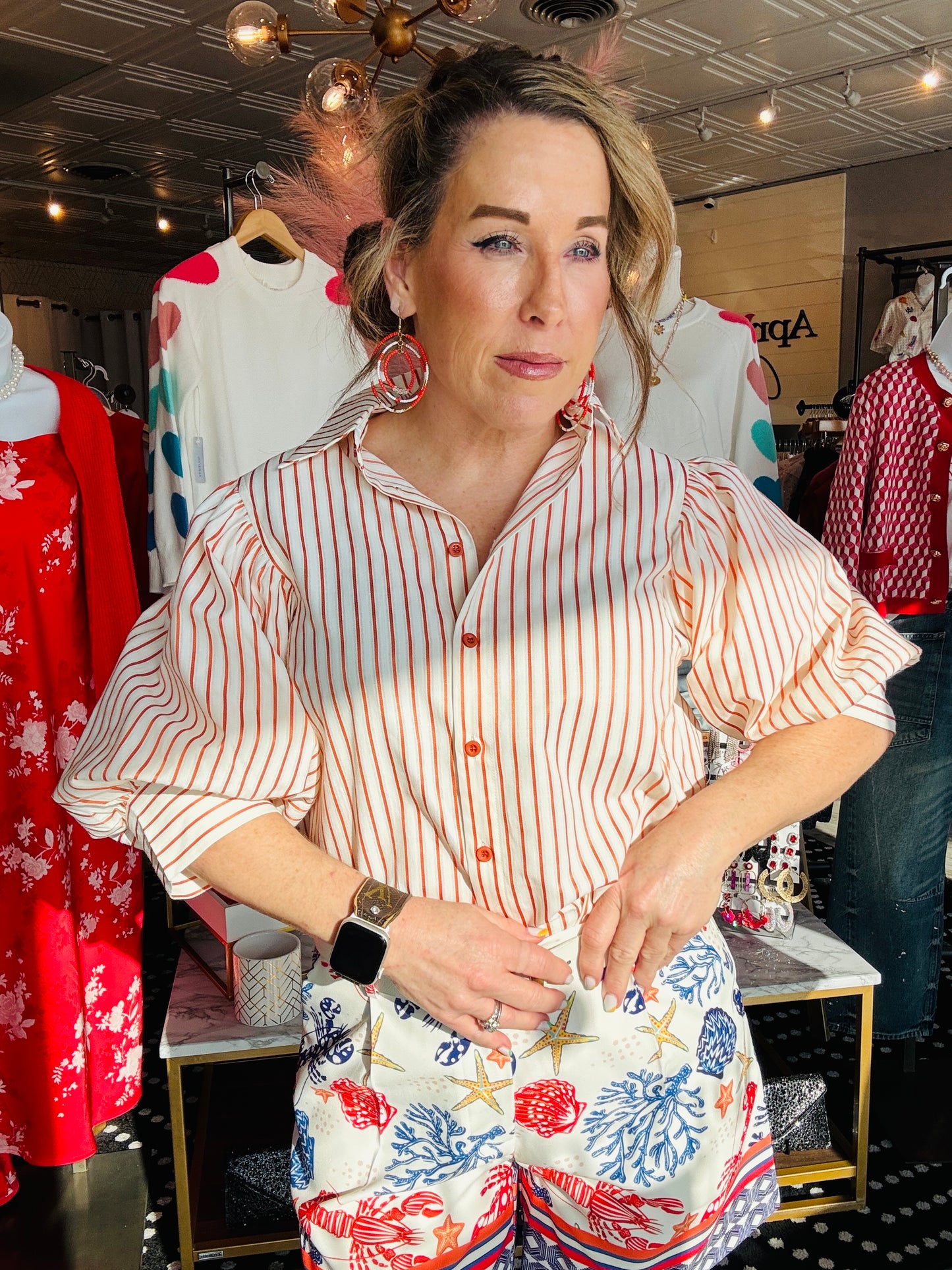 PUFF SLV STRIPE SHIRT