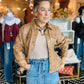 CINCHED SLV FAUX LEATHER PEPLUM SHIRT JACKET