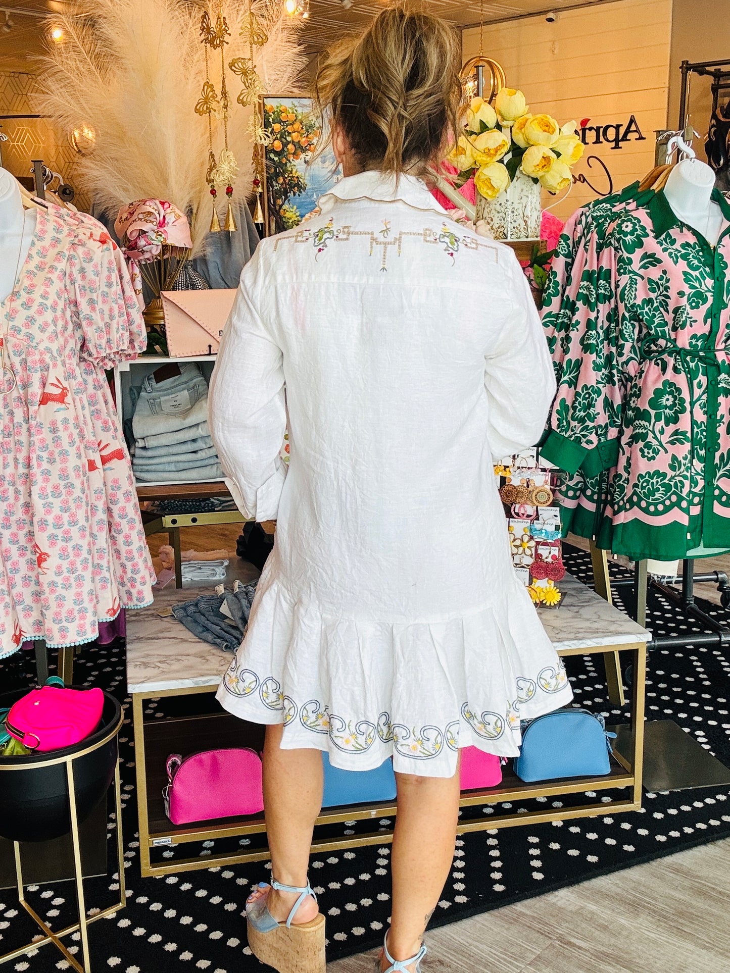 UNCLE FRANK FLORAL LINEN DRESS