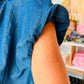 SLEEVELESS DENIM BUBBLE HEM TOP