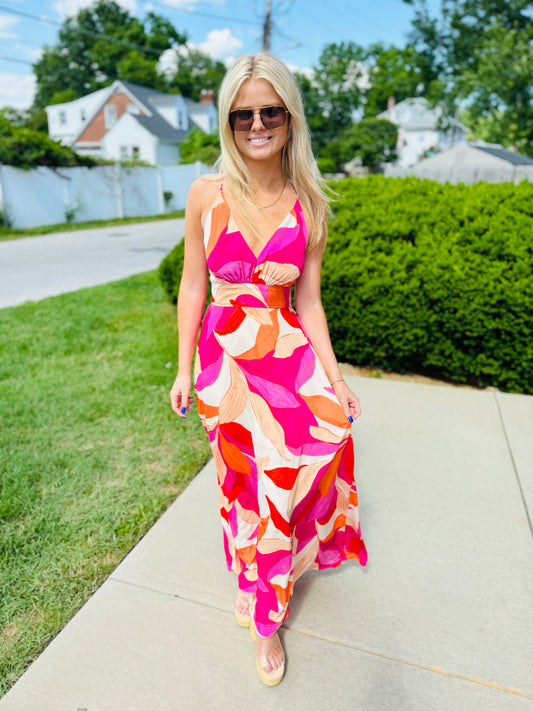 PETAL PRINT MAXI DRESS