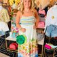 TROPICAL SCENIC PRINT MIDI DRESS