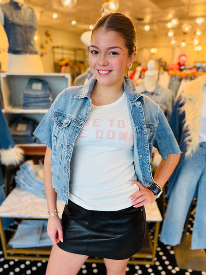SHORT SLEEVE CROP JACKET SHIRT