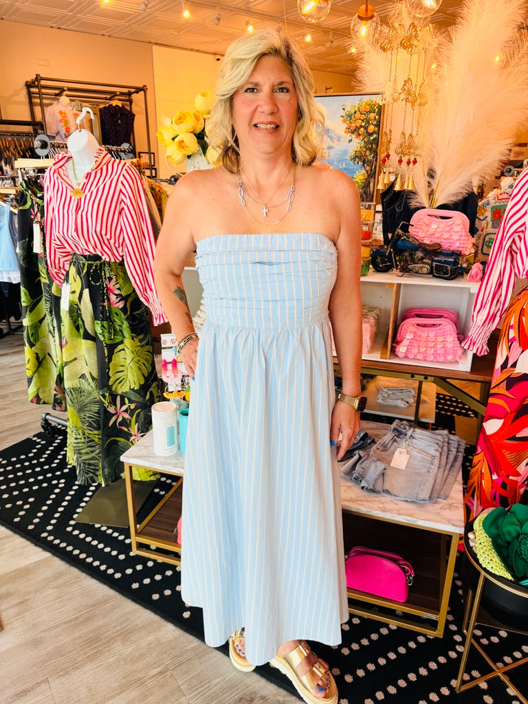 TUBE STRIPED MAXI DRESS