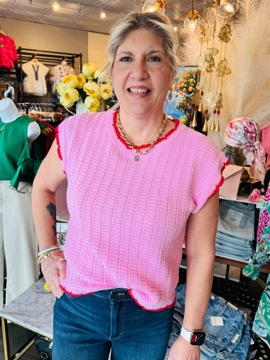 SLEEVELESS KNIT TOP