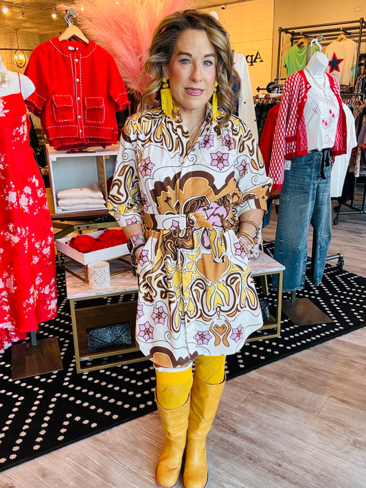 CIEBON ABSTRACT PRINT MINI DRESS