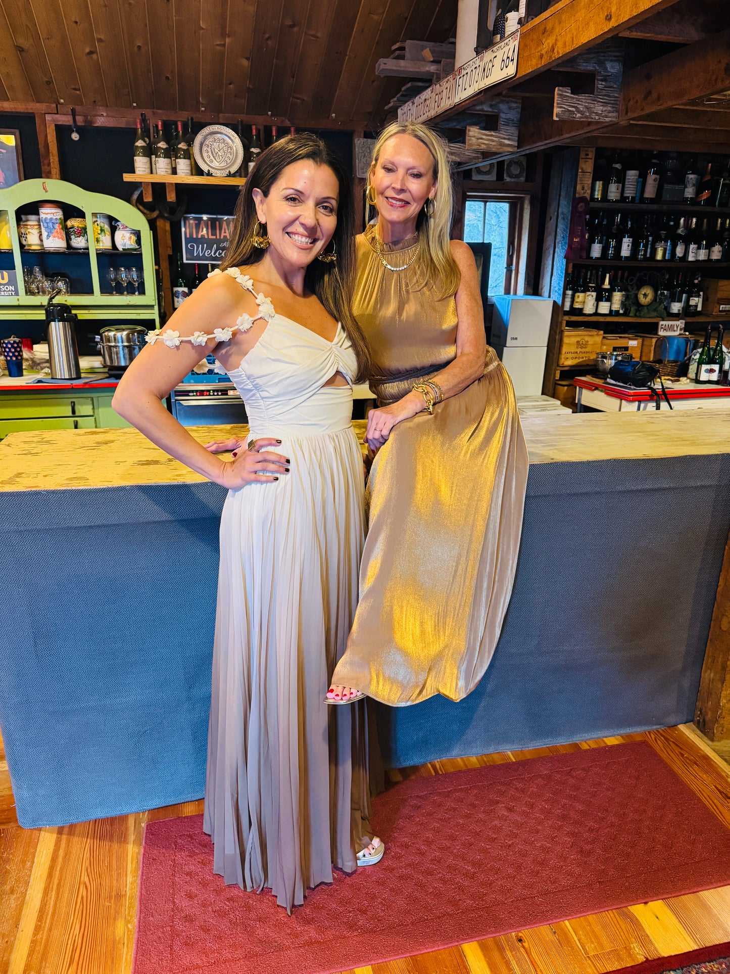 SMOCKED WAIST V NECK MAXI DRESS