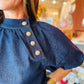 THML PUFF SLV DENIM TOP
