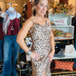 SKIES ARE BLUE LEOPARD SATIN DRESS