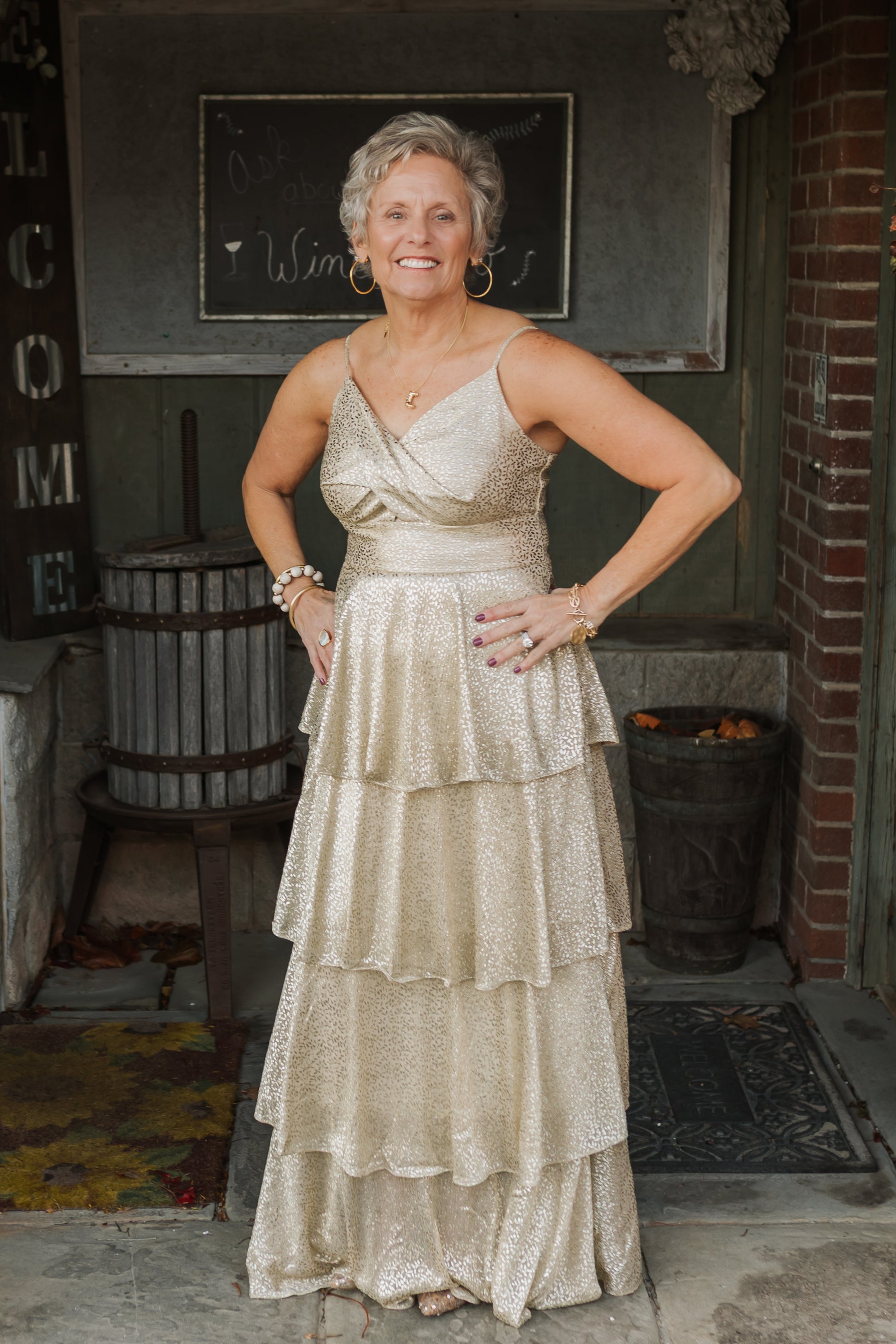 LUREX TIERED MAXI DRESS