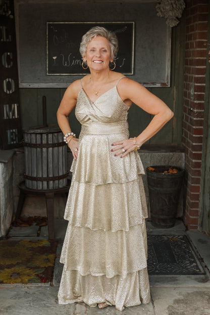 LUREX TIERED MAXI DRESS