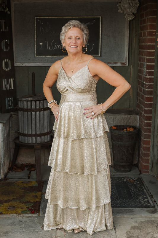 LUREX TIERED MAXI DRESS