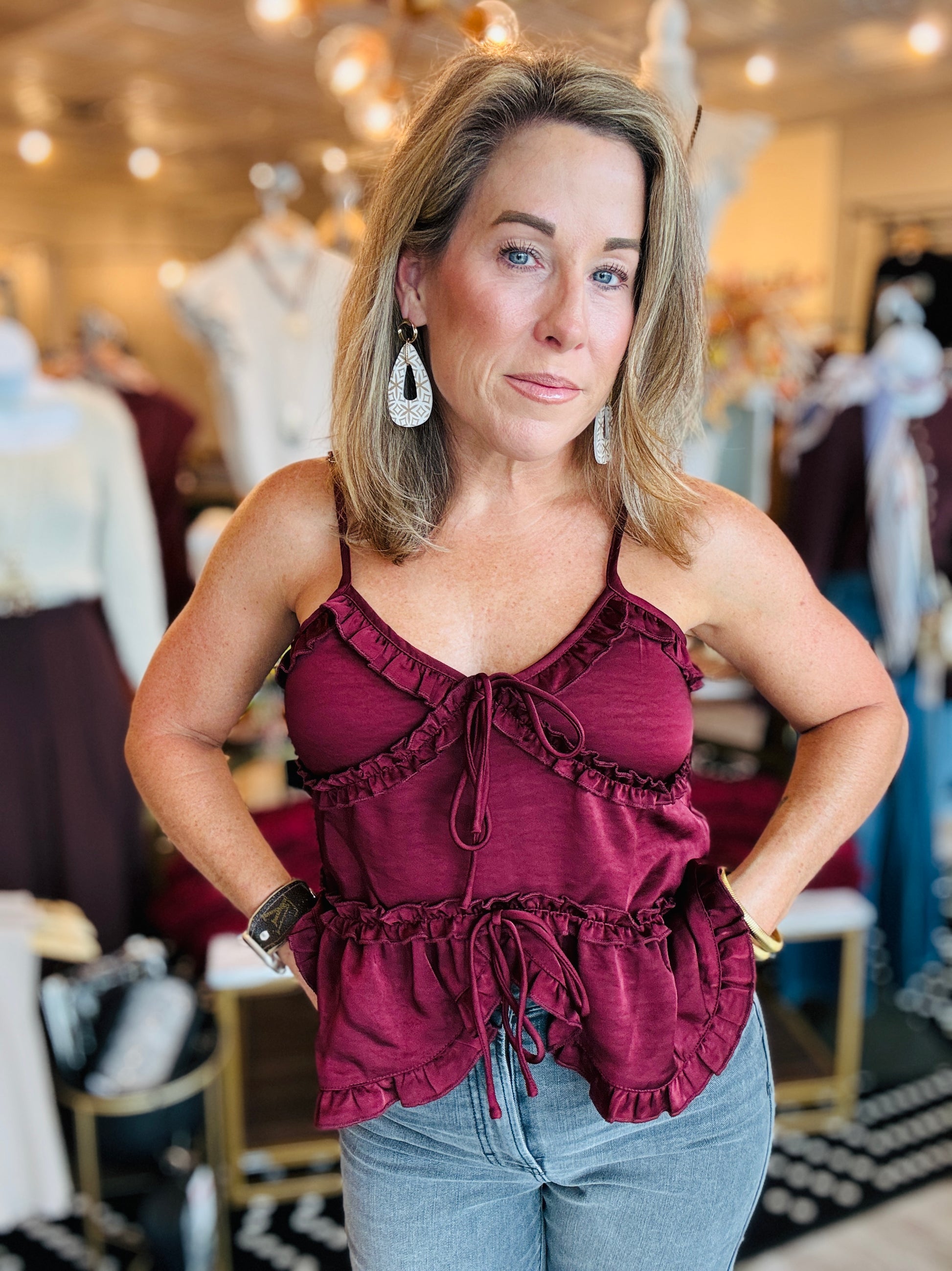ONE LOOK RUFFLE TANK TOP