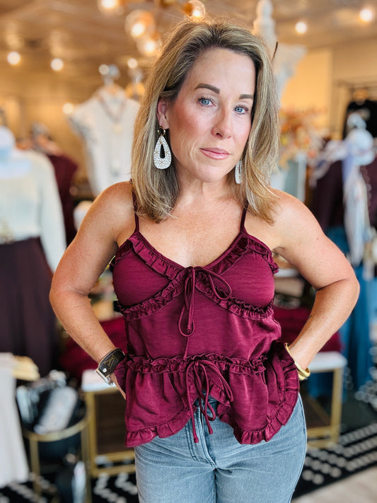 ONE LOOK RUFFLE TANK TOP