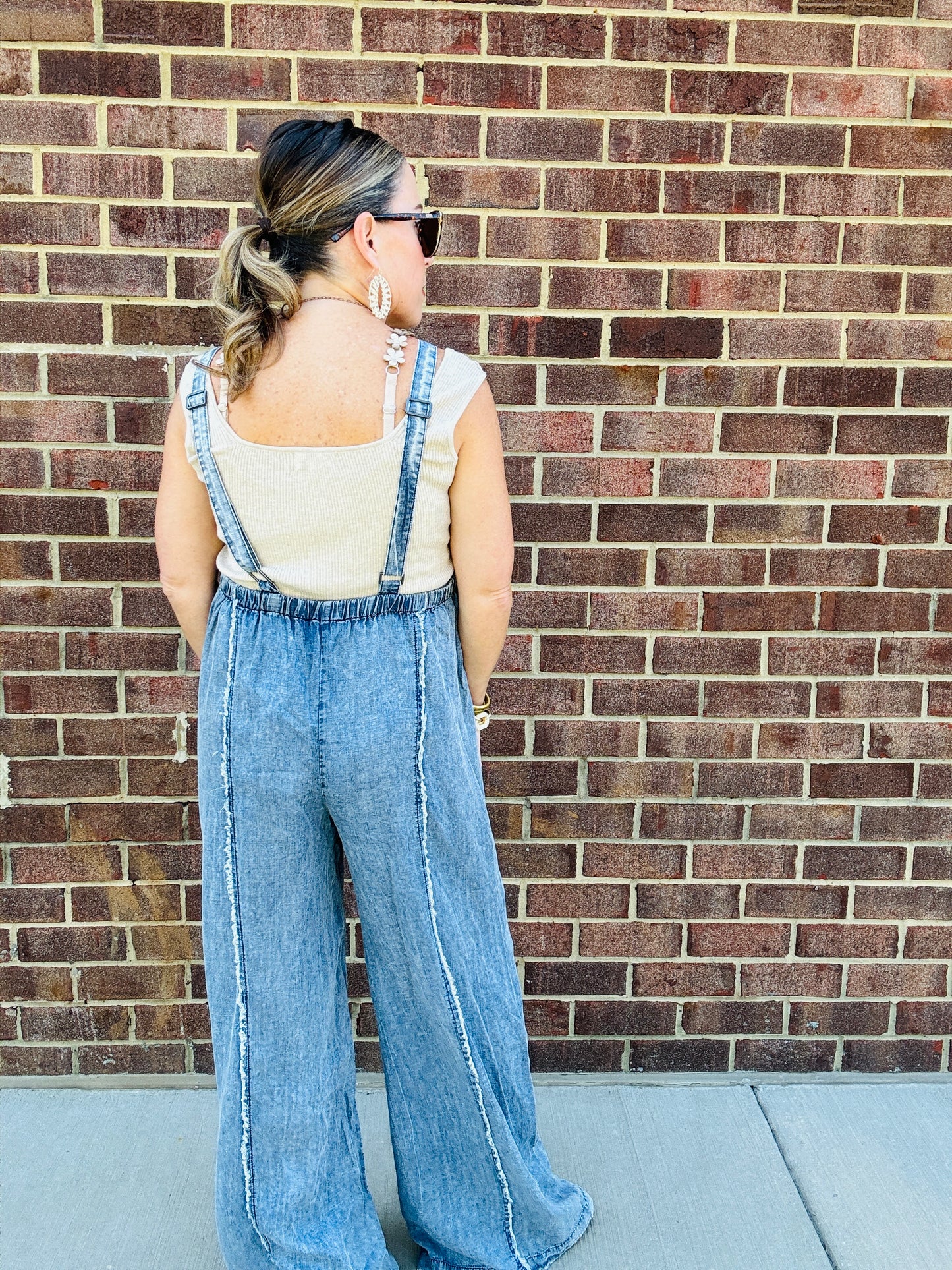 MINERAL WASHED DENIM JUMPSUIT