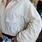 STRIPED PATCH POCKET TERRY SWEATER