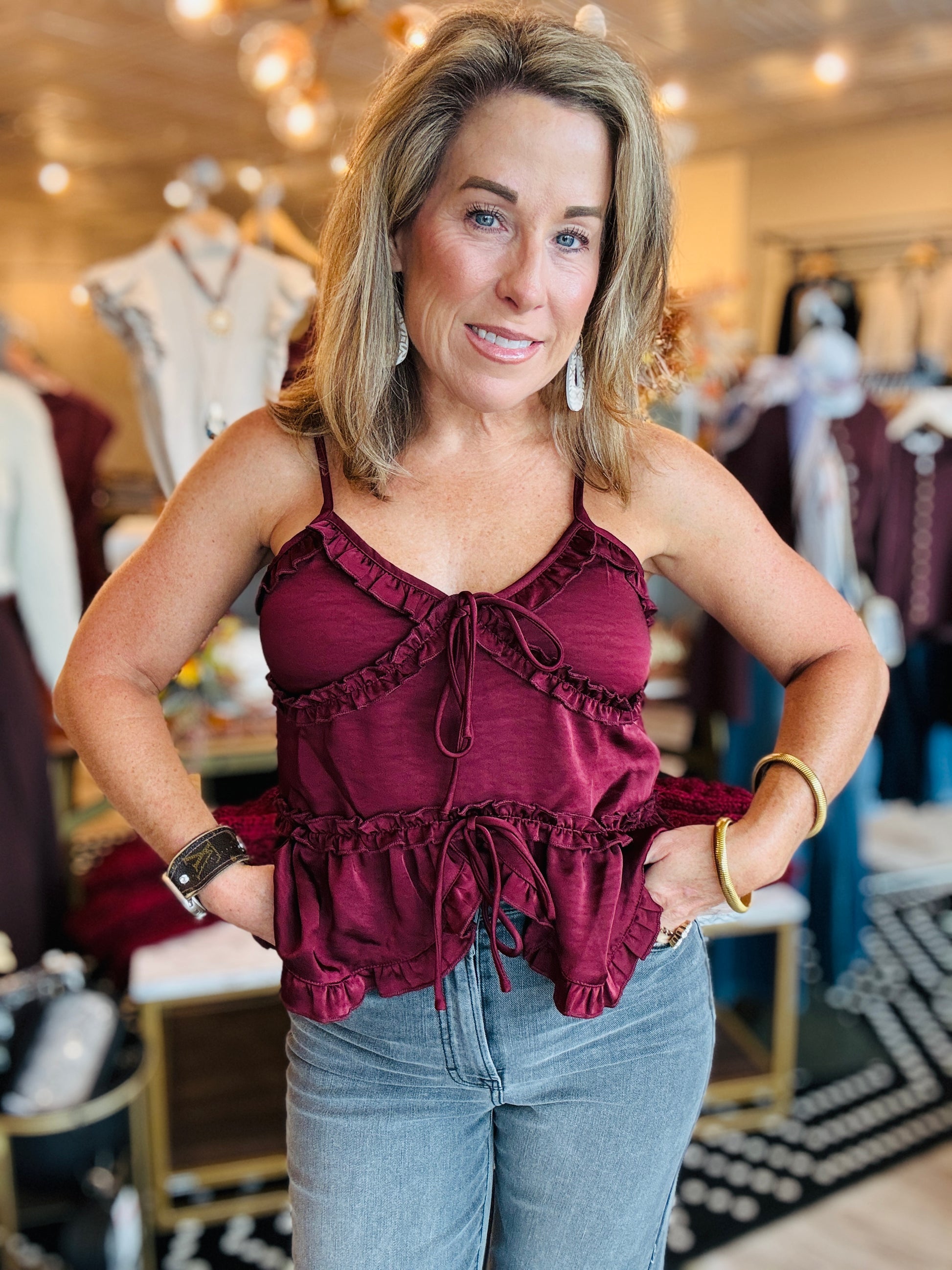ONE LOOK RUFFLE TANK TOP