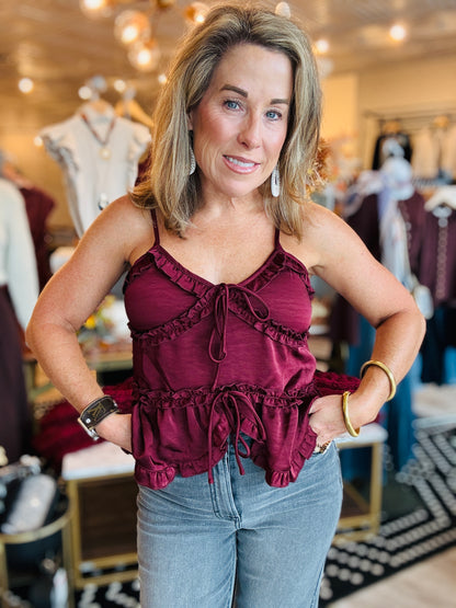 ONE LOOK RUFFLE TANK TOP
