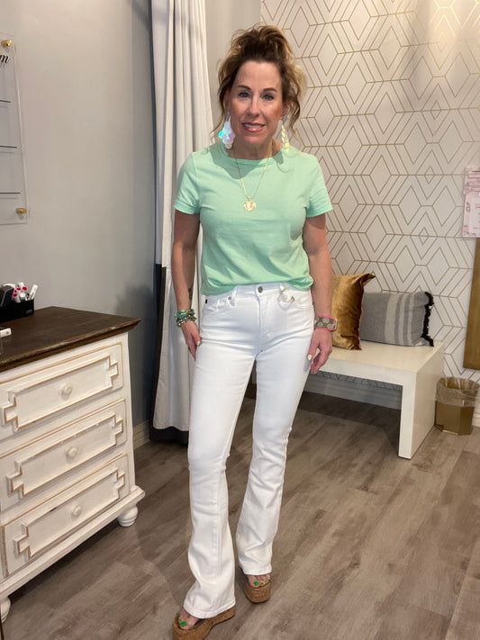 KANCAN HIGH RISE WHITE BOOTCUT JEANS