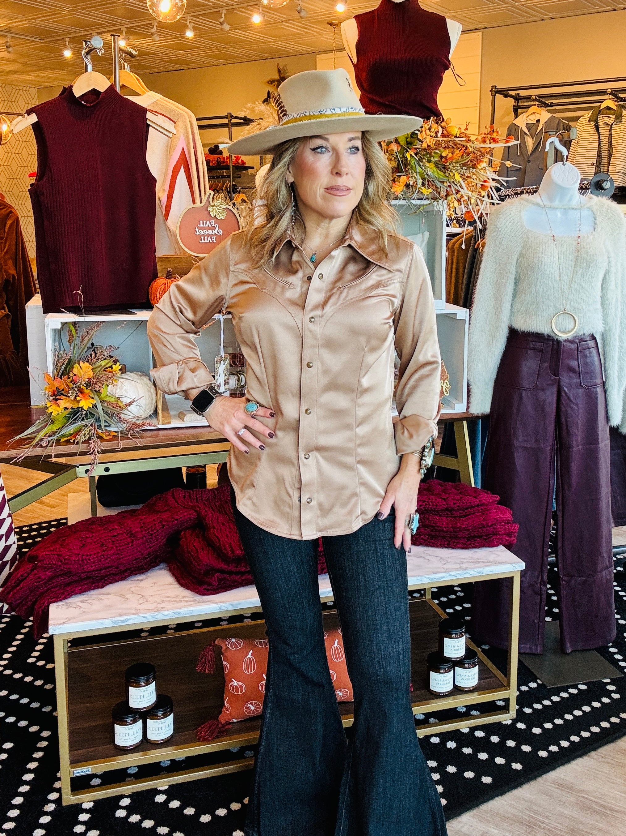 WRANGLER LW SATIN WESTERN SHIRT – Apricot Lane Boutique - Cockeysville