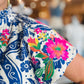 THML SHORT SLV EMBROIDERED PRINT TOP