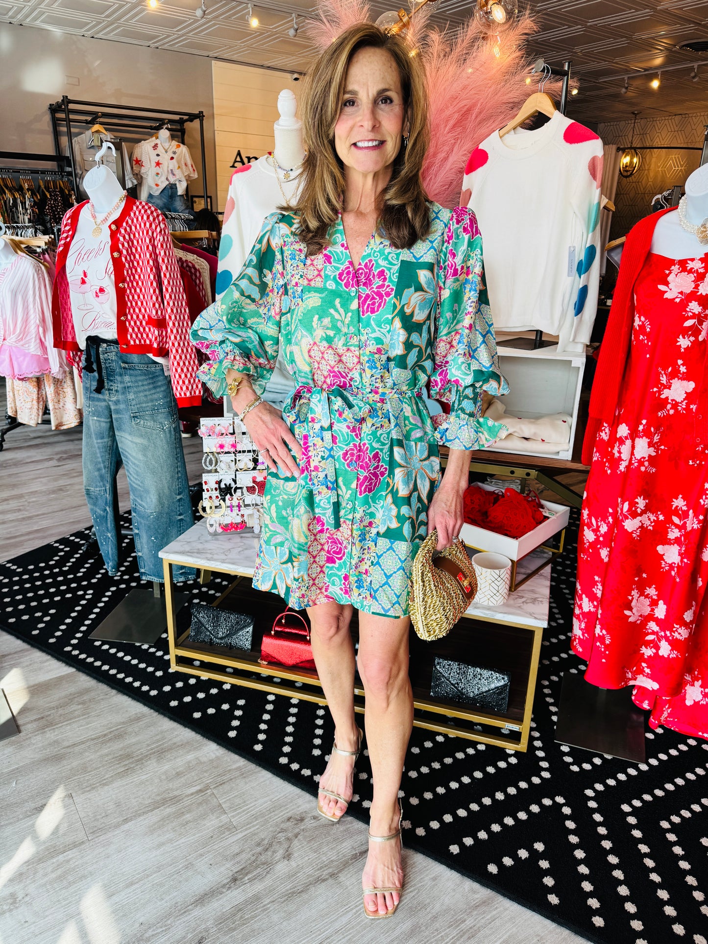 JADE SPLIT V NECK SHIFT DRESS