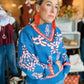 ABSTRACT PRINT FOLD COLLAR SWEATER