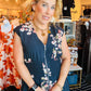 SLEEVELESS FLORAL ZIPPER MIDI DRESS