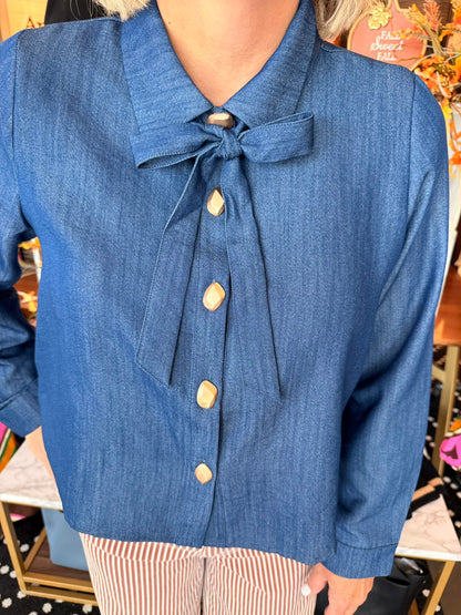 DENIM TIE TOP